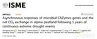 高寒泥炭地微生物CAZymes基因和凈CO<sub>2</sub>交換對5年連續極端干旱事件的非同步響應
