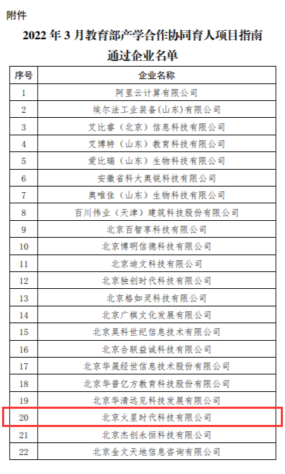 火星时代教育2022年教育部产学合作协同育人项目申报指南