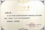 南通大學榮獲“2020年度江蘇省高等學校知識產權工作先進集體”稱號