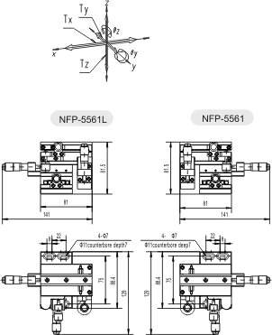五维超高精密手动位移台NFP-5561/5561L